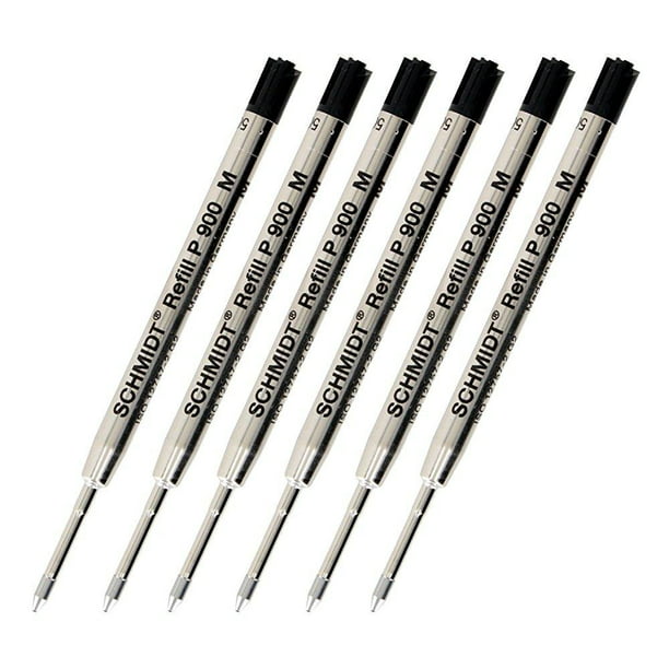 Medium Point Pack of 6 Parker Ball Point Pen Refills Black Ink
